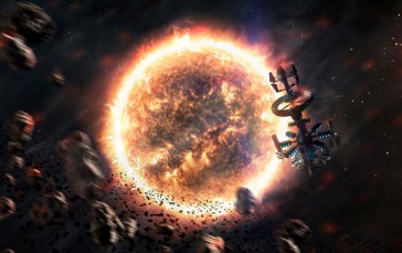 Science Fiction, Space, Sun, Suns, Stars Wallpaper