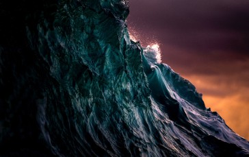 Nature, Waves, Sea, Sunset, Dark Wallpaper