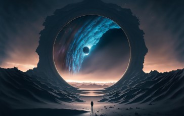 AI Art, Science Fiction, Portal, Planet Wallpaper
