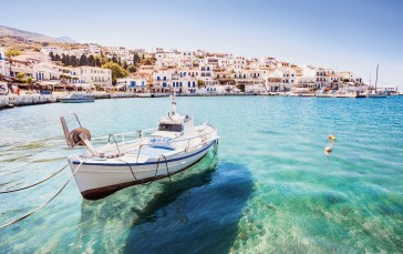 Fishing Boat, Sea, Water, City, Boat, Greece Wallpaper