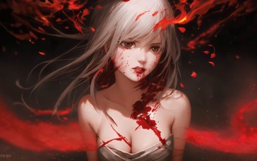 Bloody Boobs, Red, Anime Girls, Vampire Girl Wallpaper