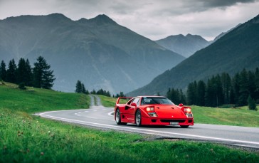 Car, Red, Ferrari, Ferrari F40, Nature Wallpaper