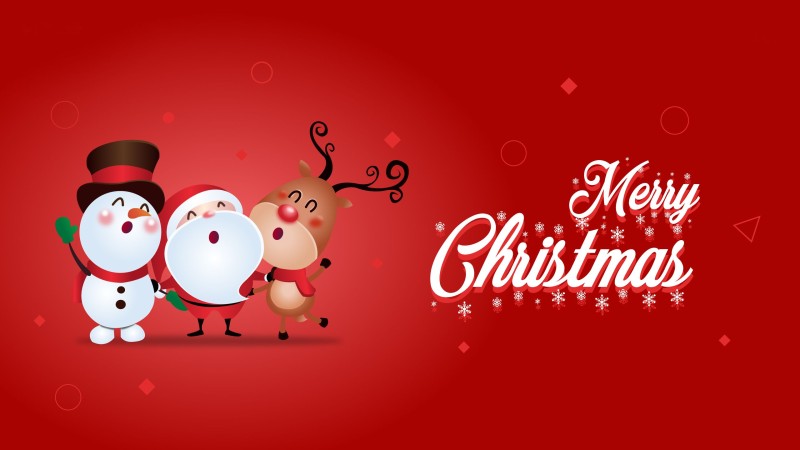Christmas, Reindeer, Snowman, Santa Claus, Simple Background Wallpaper