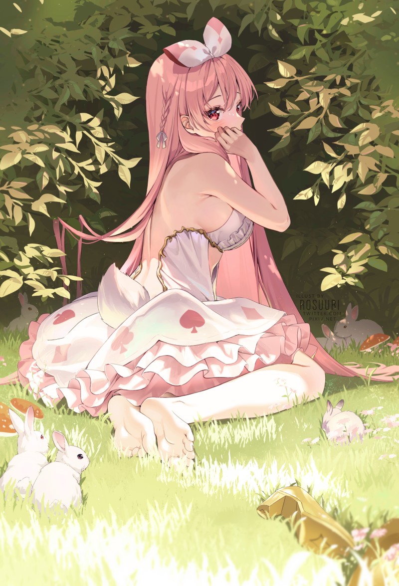 Anime, Anime Girls, Pink Hair, Pink Eyes, Rabbits Wallpaper