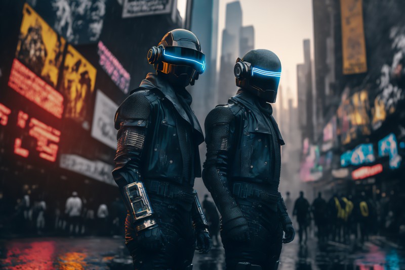 AI Art, Cyberpunk, City, Daft Punk Wallpaper