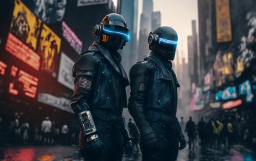 AI Art, Cyberpunk, City, Daft Punk Wallpaper