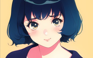 Anime Girls, Novel Ai, Anime, Blue Hair, Face Wallpaper