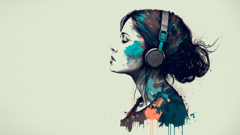 AI Art, Headphones, Women, Simple Background Wallpaper