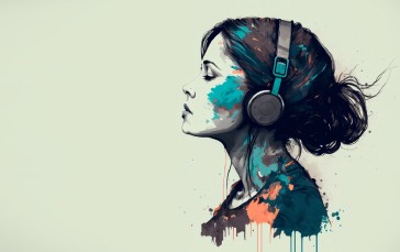 AI Art, Headphones, Women, Simple Background Wallpaper