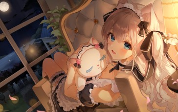 Anime, Anime Girls, Maid, Maid Outfit, Blue Eyes, Cat Girl Wallpaper