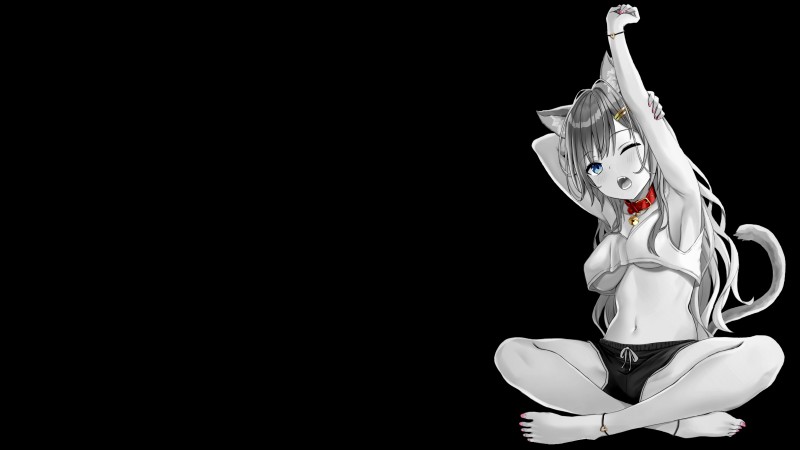 Anime Girls, Selective Coloring, Simple Background, Dark Background, Black Background Wallpaper