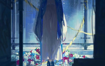 MBCC, Path to Nowhere, Anime Girls, Rain, Umbrella Wallpaper