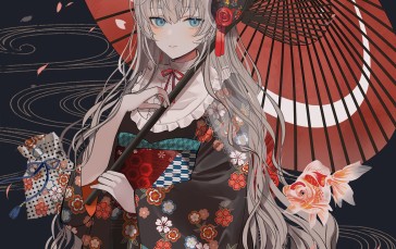 Anime, Anime Girls, Umbrella, Blue Eyes Wallpaper