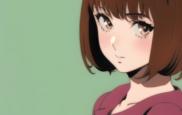 Novel Ai, Anime Girls, Simple Background, Brown Eyes, Brunette Wallpaper