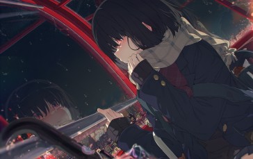 Anime Girls, Red Eyes, Reflection Wallpaper