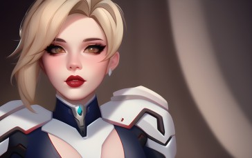 Mercy (Overwatch), Simple Background, Blonde, Overwatch Wallpaper