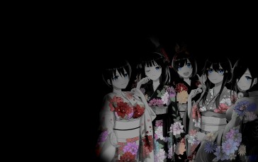 Selective Coloring, Black Background, Dark Background, Simple Background, Anime Girls, 5-toubun No Hanayome Wallpaper