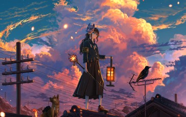 Anime, Magic, Sunset, Mask, Clouds Wallpaper