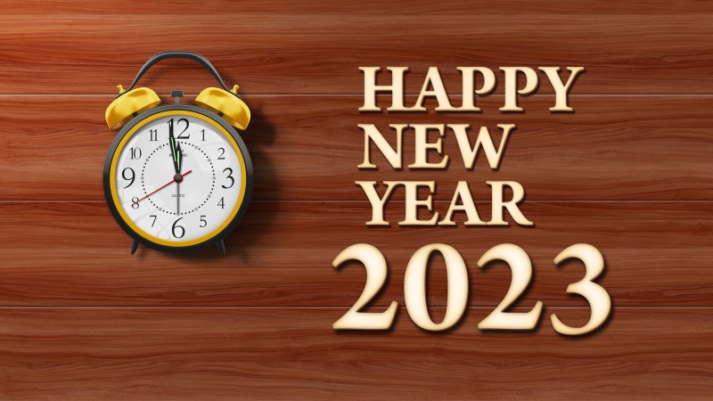 2023 (year), New Year, Clocks, Holiday Wallpaper
