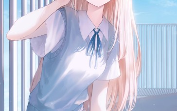 Blue Eyes, Sunglasses, Clear Sky, Anime Girls Wallpaper