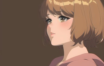 Novel Ai, Anime Girls, Minimalism, Simple Background, Brown Background Wallpaper