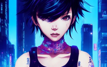 Cyborg, Cyberpunk, Women, Fantasy Girl, AI Art Wallpaper