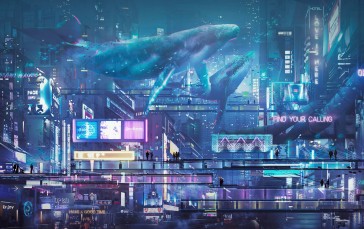 Science Fiction, Blue, High Tech, City Wallpaper