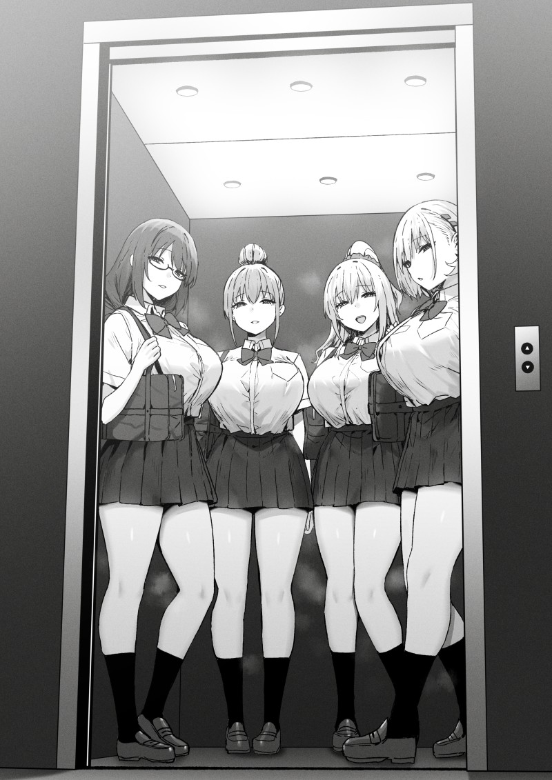 Anime, Anime Girls, Schoolgirl, School Uniform, Monochrome Wallpaper