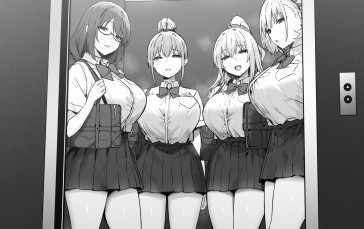 Anime, Anime Girls, Schoolgirl, School Uniform, Monochrome Wallpaper