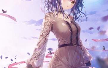 Anime, Anime Girls, Purple Hair, Yellow Eyes Wallpaper