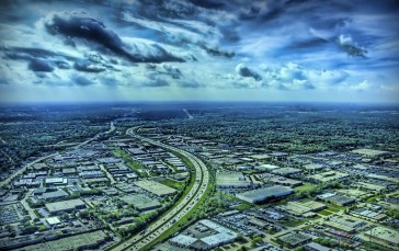 Cityscape, Highway, City, Clouds Wallpaper