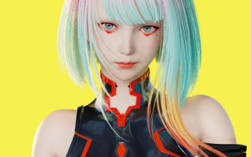 Lele Chen, CGI, Lucyna Kushinada (Cyberpunk: Edgerunners), Cyberpunk: Edgerunners, Silver Hair, Bangs Wallpaper