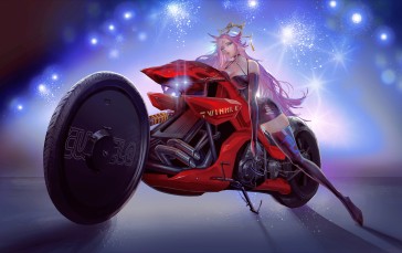 Yangmie Mieyi, Motorcycle, Anime Girls, Pink Hair Wallpaper