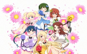 Kin-Iro Mosaic, Anime Girls, Flowers, One Eye Closed, Closed Eyes Wallpaper