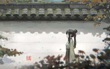 Hua Ming Wink, Original Characters, Chinese Clothing, Wall, Chinese Architecture Wallpaper