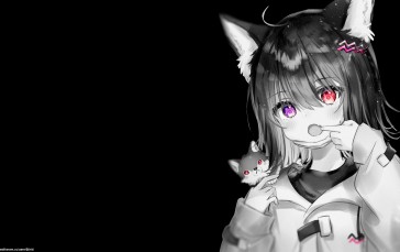 Black Background, Dark Background, Simple Background, Anime Girls, Selective Coloring Wallpaper