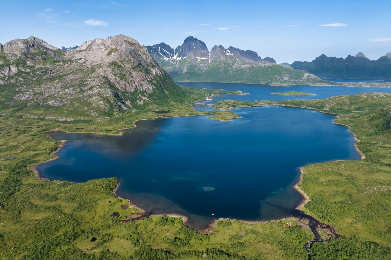 Norway, Lofoten, Sea, Lake, Mountains Wallpaper