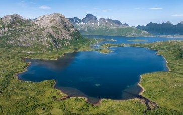 Norway, Lofoten, Sea, Lake, Mountains Wallpaper