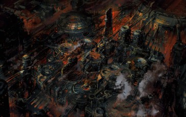 City, Science Fiction, Dark, Black, Industrial Wallpaper