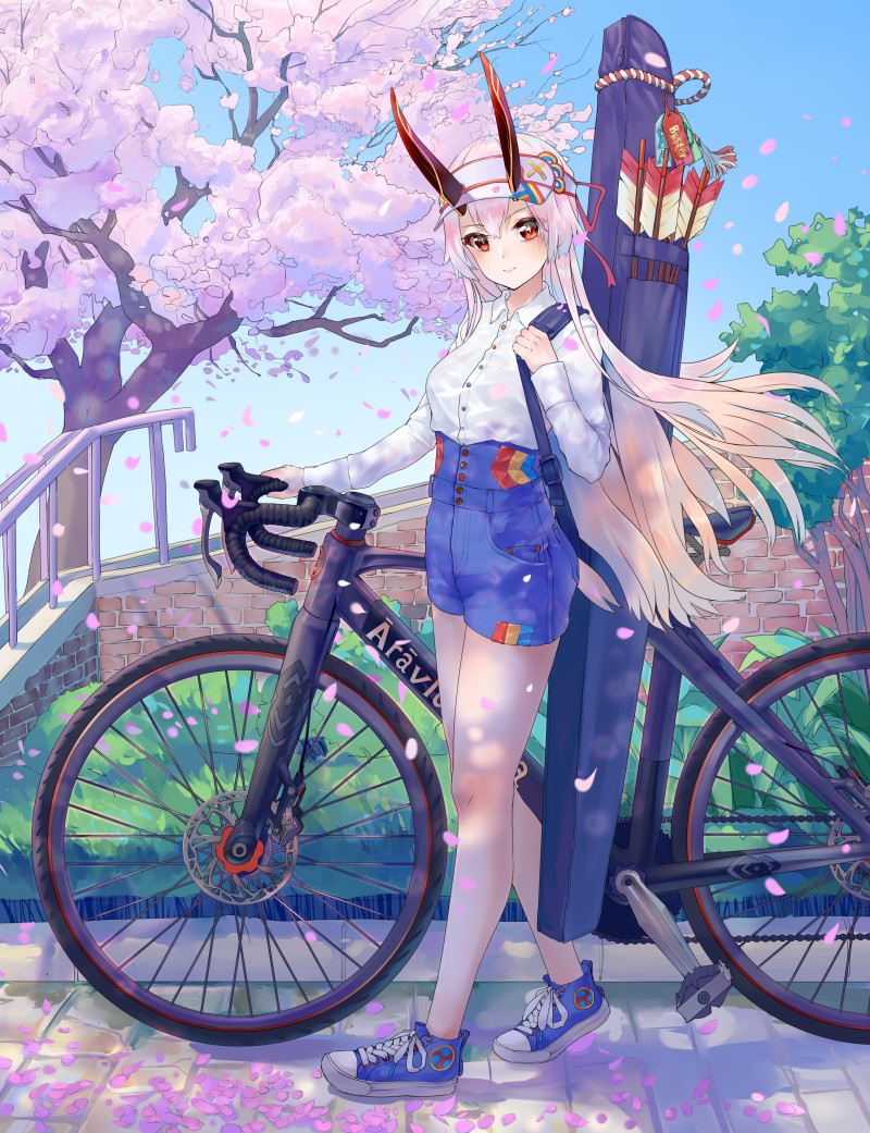 Fate Series, Fate/Grand Order, Tomoe Gozen (Fate/Grand Order), Anime Girls, Bicycle, Petals Wallpaper