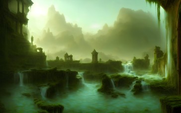 Ancient, Ancient City, Stable Diffusion, Green, Moss Wallpaper