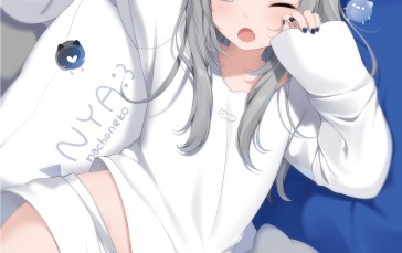 Cat Girl, Cat Ears, Anime Girls, One Eye Closed, Short Shorts, Blue Eyes Wallpaper