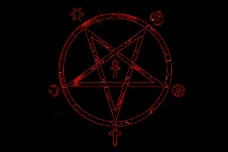 Pentagram, Satanic, Dark, Minimalism, Simple Background Wallpaper