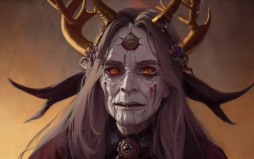Women, Antlers, Face, Old People, Witch Wallpaper