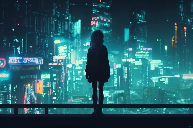 Cyberpunk, City, Silhouette, Lights, Futuristic Wallpaper