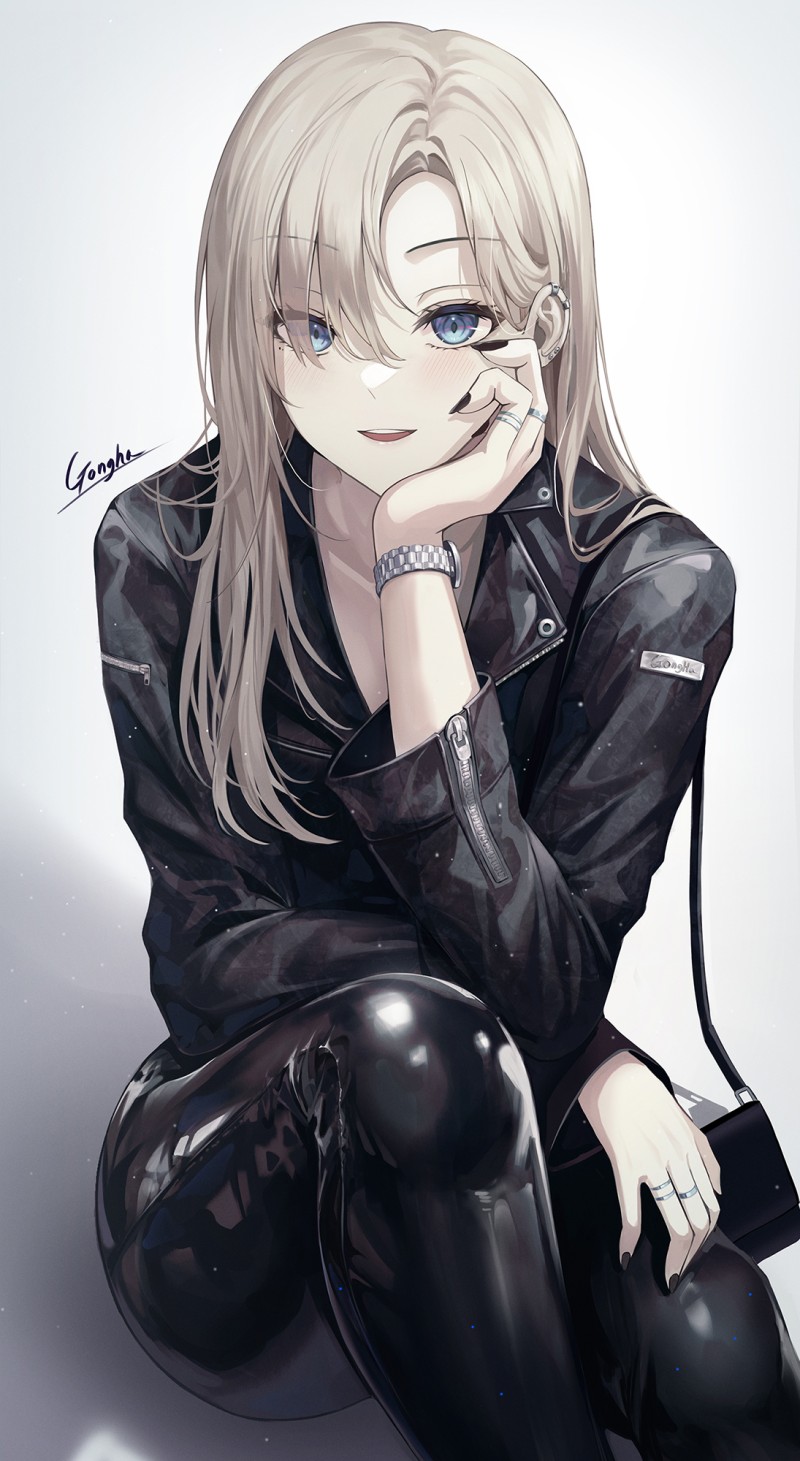 Anime, Anime Girls, Hair in Face, Blonde, Black Clothing Wallpaper