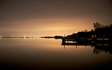 Pier, Reflection, Lake, Twilight Wallpaper