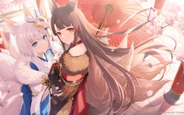 Anime, Anime Girls, Fox Girl, Fox Ears, Fox Tail Wallpaper
