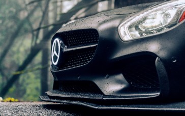 Car, Mercedes-Benz, Headlights, Wet Wallpaper