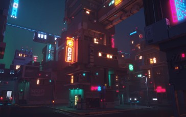 Cyberpunk, City, Neon, Dark, Night Wallpaper
